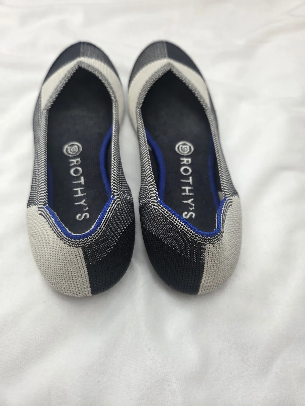 Rothy's The Flat Black Cream Knit Pointed Toe Flats Women's Size 7.5